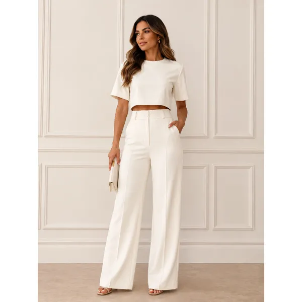 CONJUNTO FEMININA CALÇA PANTALONA ALFAIATARIA  PANTALONA CINTURA ALTA BLUSA  CONFORTABLE