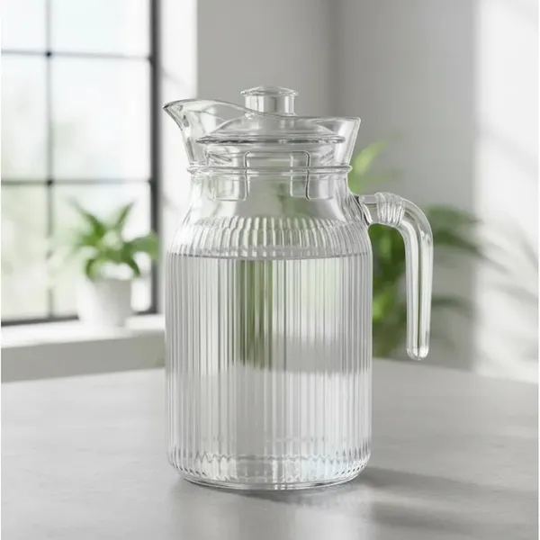 Jarra De Vidro Com Tampa Aclilica 1,2 Litro Agua Suco Vinho