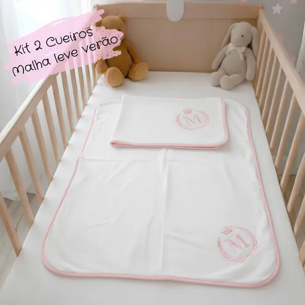 Kit 2 Cueiros Personalizado Com Inicial Do Nome Do Bebê Menino Menina Malha 100% Algodão 80cm