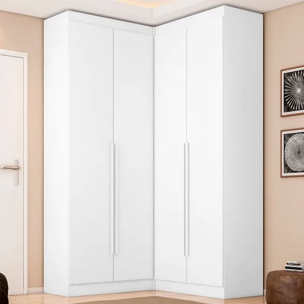 Guarda-Roupa Modulado Dormitório Casal Canto com 4 Portas Versatille Yescasa Branco Branco