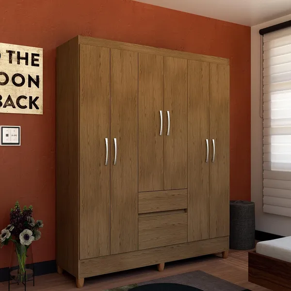 Guarda-Roupa Casal New Brusque 6 Portas 2 Gavetas Pintura UV Bartira