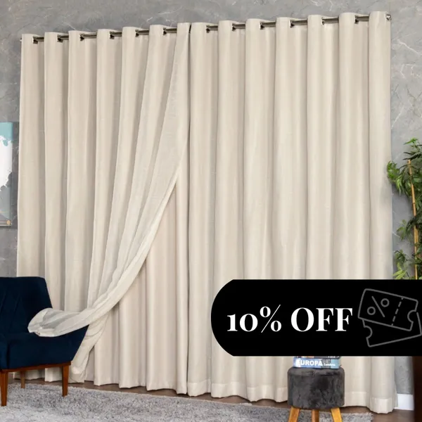 Cortina Voil Gaze De Linho Com Forro Blackout 6,00 x 2,30/ 2,40/ 2,50/ 2,60/ 2,70/ 2,80 VARAO