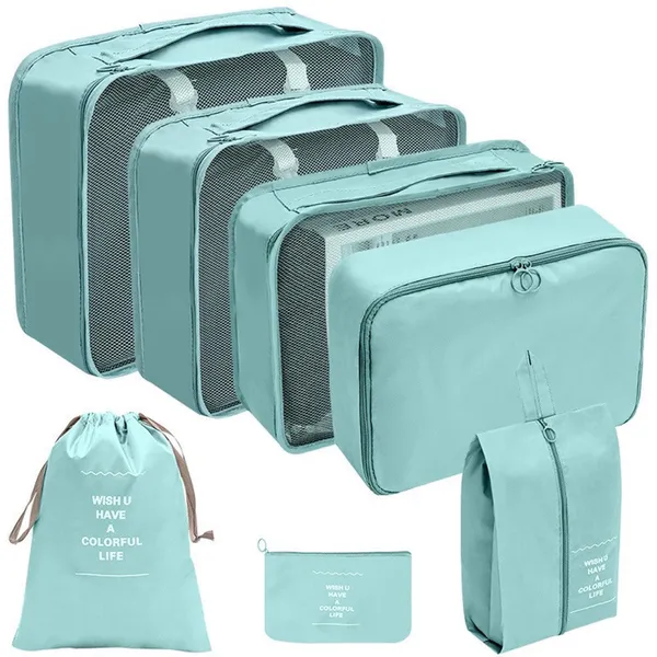 Kit Conjunto 7 Peças Organizador De Viagens Organizadoras Para Malas Bolsa