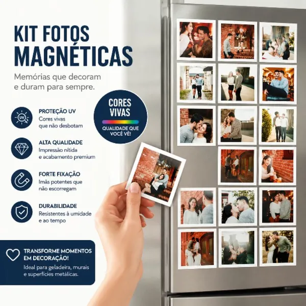 Kit Fotos Magnéticas Retrô - Personalizadas com Suas Fotos