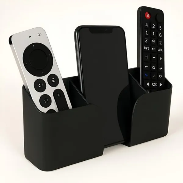 Suporte De Parede Porta 3 Controles Remoto Celular Ar E Tv Preto e Branco