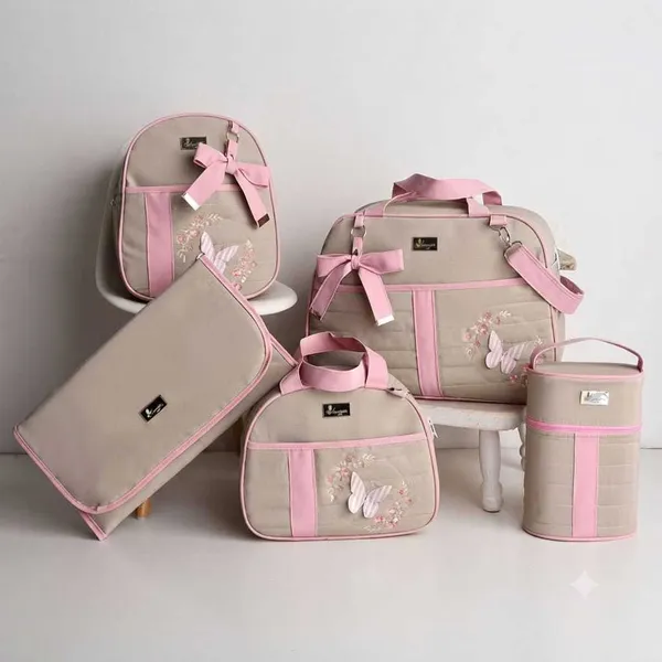 Kit Bolsa Maternidade Menino/Menina Mala de Luxo Térmica Impermeável Luender Baby