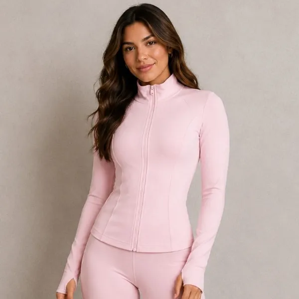 Casaco Feminino Blusa Esportiva  Corrida, Academia Jaqueta  Dia a Dia Caminhada  Gola Alta Suplex Manga Longa Com Zíper