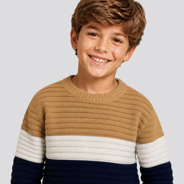 Suéter Infantil Menino Tricô Canelado Alto Relevo Blusa de Frio Quentinha Inverno Confortável e Macia