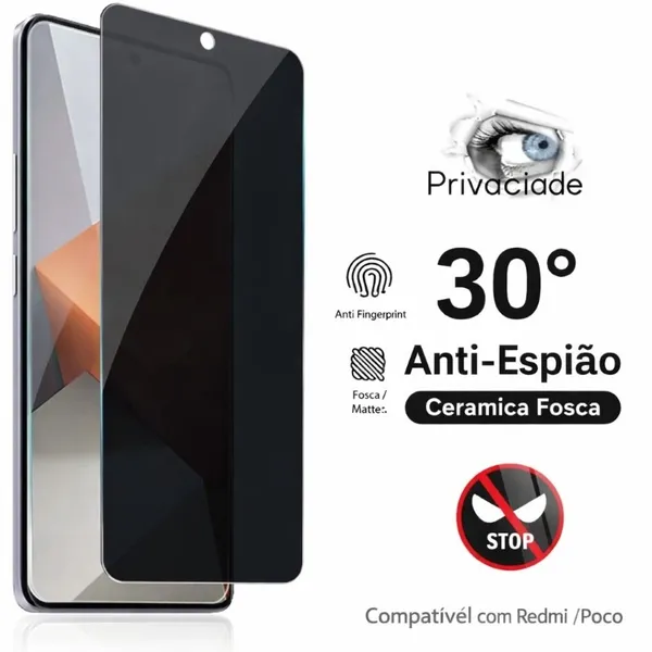 Película Cerâmica Fosca Privacidade Xiaomi Poco X4 X5 X6 X6 Pro X7 X8 Pro Proteção Tela Anti Espião