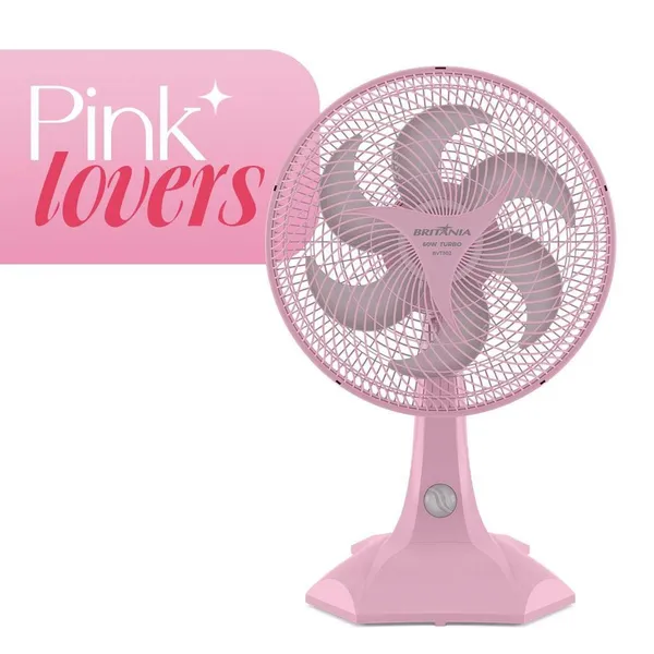 VENTILADOR ROSA 2 EM 1 BRITÂNIA 6 PÁS MAXX FORCE 60W BVT302