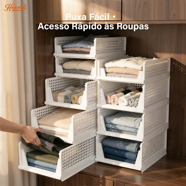 Heemli Organizador Deslizante para Fendas de Guarda-Roupa, Caixa Dobrável de Plástico Resistente