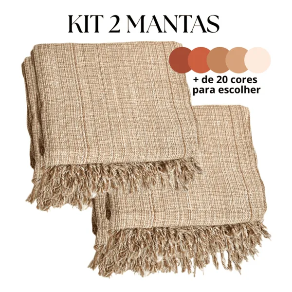 Kit 2 Mantas Decorativas para Sofá Luxuosas 210x120cm Tecido 100% Algodão Casa Nova Elegante