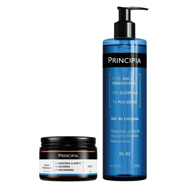 Principia  Kit Limpeza e Hidratação Dia a Dia c/ Gel de Limpeza GL-02 + Creme Hidratante CH-01