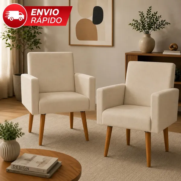 Kit 2 Poltronas Nina Decorativas para Sala e Escritório