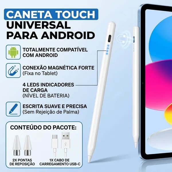 Caneta Stylus Touch Ponta Fina Escrever Adequada Para Redmi Huawei Android Universal Sem Atraso De Escrita
