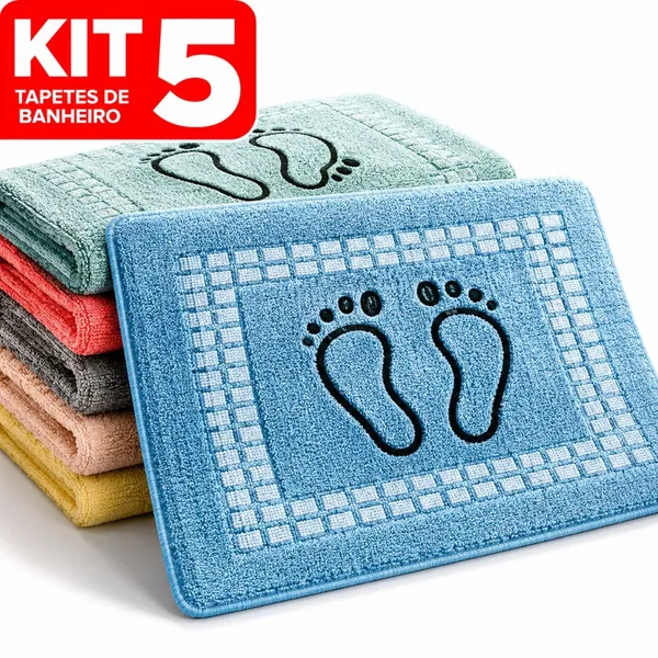 Kit 5 Tapete Piso Premium Toalhinha Para Banheiro Pezinho