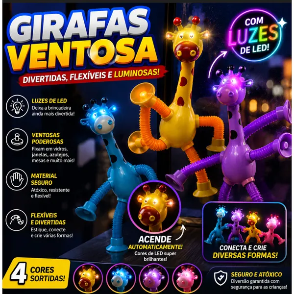 Kit 12 girafas estica e gruda pop it tubo brinquedo infantil lembrancinha festa brinde