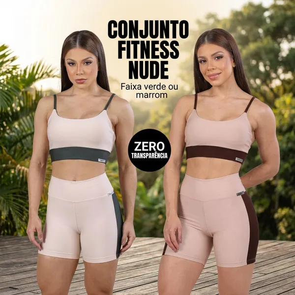 Conjunto Fitness Feminino com Top e Shorts Cós Alto Bojo Para Treinar