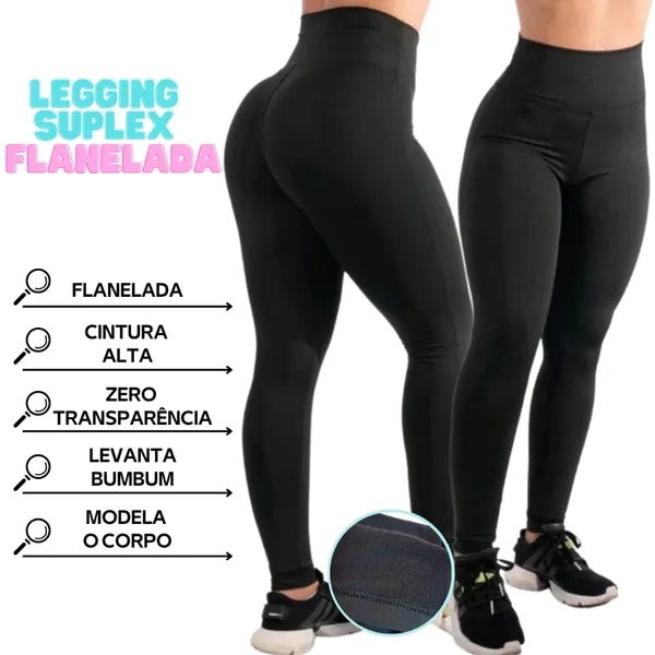 Legging Flanelada Peluciada Forrada Térmica