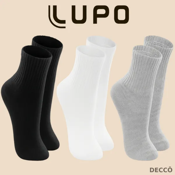 Kit com 4 Pares de Meias Lupo Sport Infantil Cano Médio Algodão Cores Básicas Menino e Menina