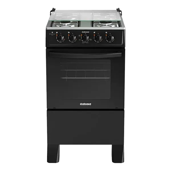 Fogão 4 Bocas Preto Itatiaia de chão Star Clean a gás Forno 51L porta de vidro Acendimento manual