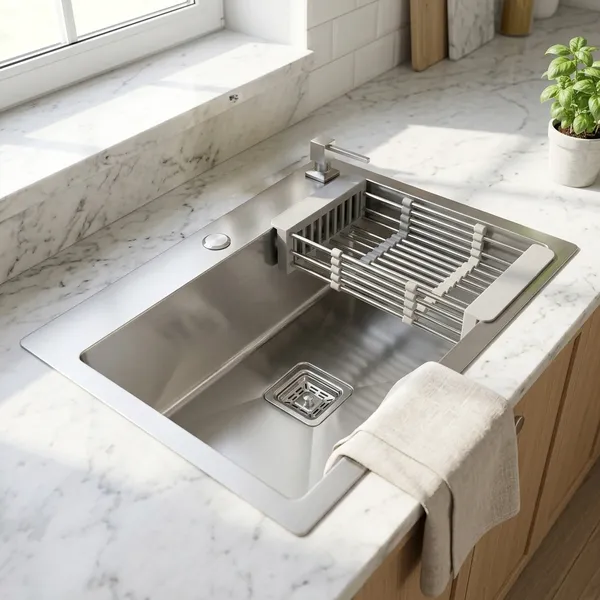 Cuba Gourmet Cozinha Aço Inox 304 60x40cm Escovada Quadrada Escorredor Luxo Completa Antirruído