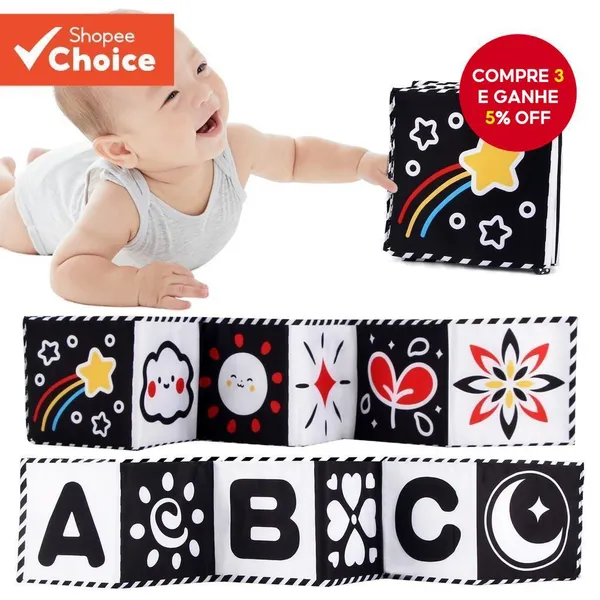 Livro De Pano Macio Para Bebês , Alto Contraste , Preto E Branco , Sensorial , Tempo De Barriga , Brinquedos Presente De