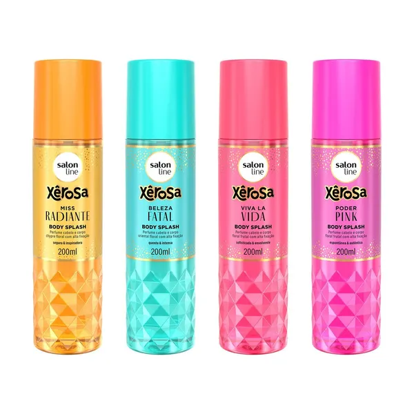Kit Xêrosa Body Splash Poder Pink, Miss Radiante, Beleza Fatal e Viva La Vida