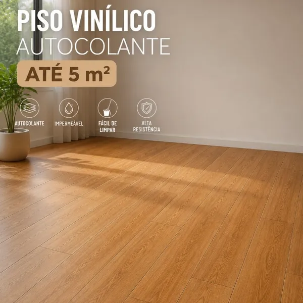 Piso Vinílico Autocolante Régua Madeira Lavável Impermeável Revestimento de Chão até 5m²