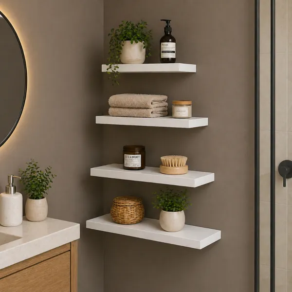 KIT 4 PRATELEIRAS BRANCAS MULTIUSO - IDEAL PARA QUARTO, BANHEIRO, SALA, ESCRITÓRIO CASA BELLA