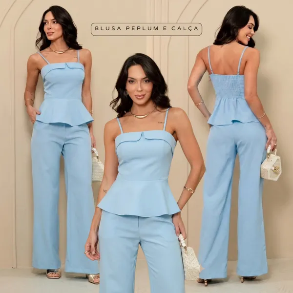 Conjunto Cropped e Calça Alfaiataria Premium Tamanho P M G Conjuntos Femininos
