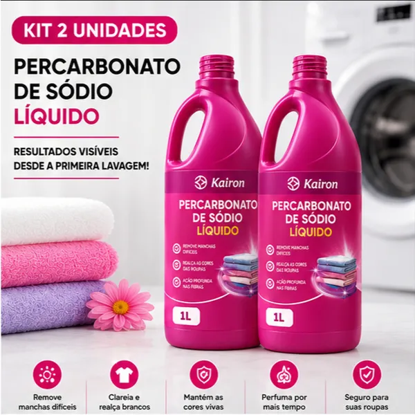 Percarbonato de Sodio ​Liquido Tira Manchas Remove Manchas Vinho Cafe Suor 2l 1l