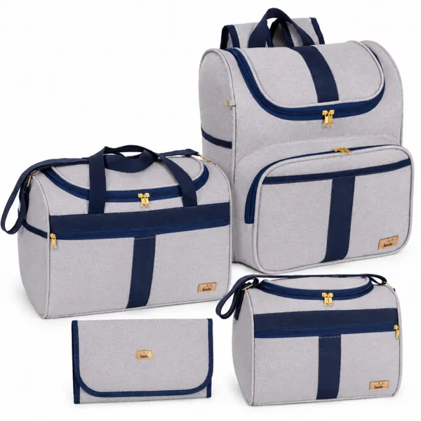 Bolsa Maternidade Kit 04 peças ​Bolsa G + Bolsa P+  Mochila e Trocador Harmonia