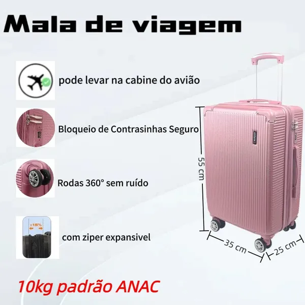 Mala De Bordo 360° ad, leve no avião. 2 zíperes, expansíveis rodinha duplo 9kg 10kg novo 2024 codigo:2024A-2025A