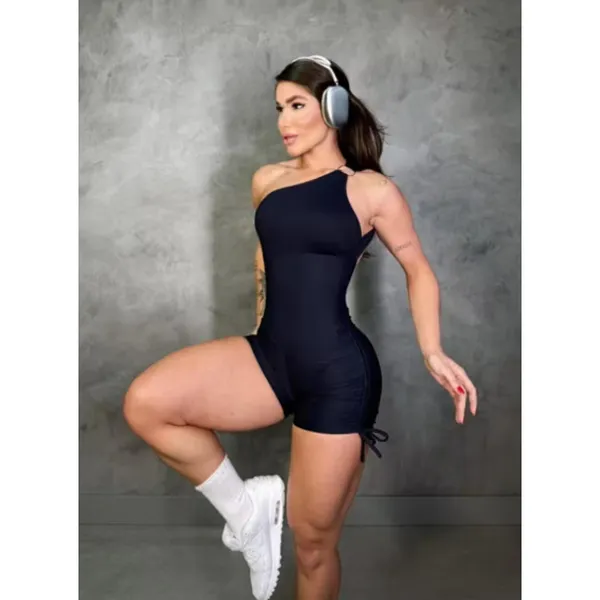 Macaquinho fitnes  drapeado laterais, empina bumbum tendência  tecido suplex premium