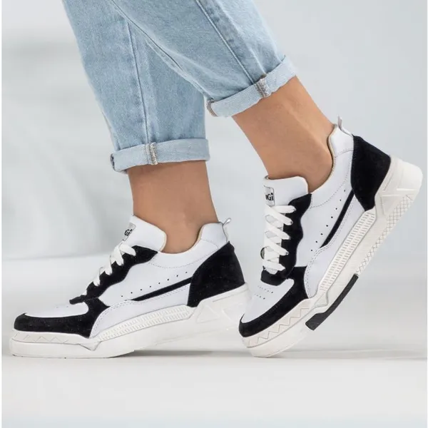Tênis Sneaker Feminino Jade Casual GuGi Branco Com Detalhes de Camurça Solado Confort 623-GG