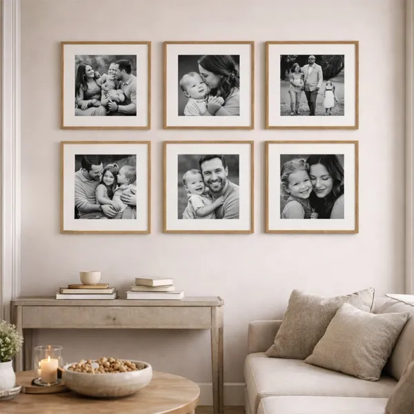 Kit ​6 Quadros Decorativos Personalizados com Foto e Moldura Premium