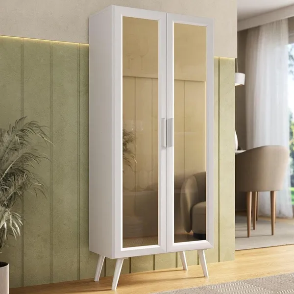 CRISTALEIRA COM 2 PORTAS DE VIDRO RETRô 68CM URBAN MULTIMóVEIS MP6040