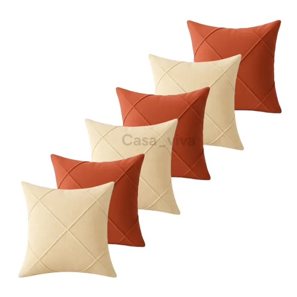 Kit 6 Capas de Almofada Suede Drapeadas 45x45 com Zíper Invisível – Acabamento Premium