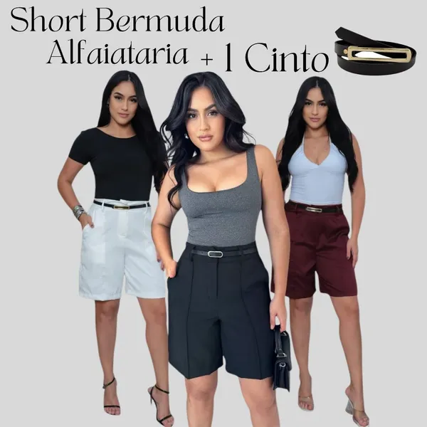 SHORT ALFAIATARIA FEMININO Com Cinto