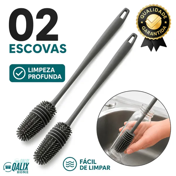 Escovas Silicone para Lavar Garrafas Mamadeiras Copos Taça Louça Flexível