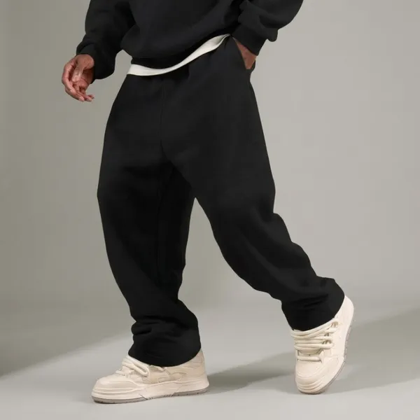 Calça Unissex Moletom Baggy Peluciada Flanelada Larga Streetwear Versátil HipHop Confortável