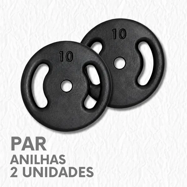 Par Anilhas 10kg Ferro Fundido Pintada Academia