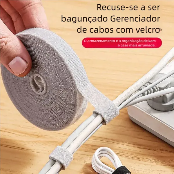 Organizador de fios e cabos fita dupla face - 5 metros