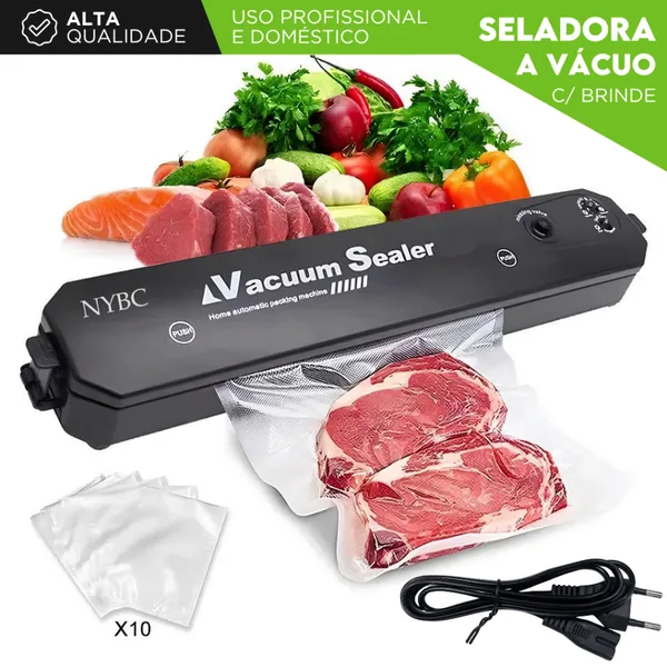 Seladora a Vácuo  Doméstica – Bivolt Vedação Hermética | Para Conservar Alimentos | Com 10 Sacos - SH