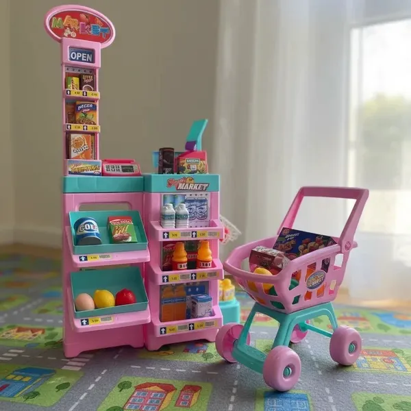 Super Mercadinho Infantil Completo C/ Luz Som e Carrinho de Compras - HK Brinquedos