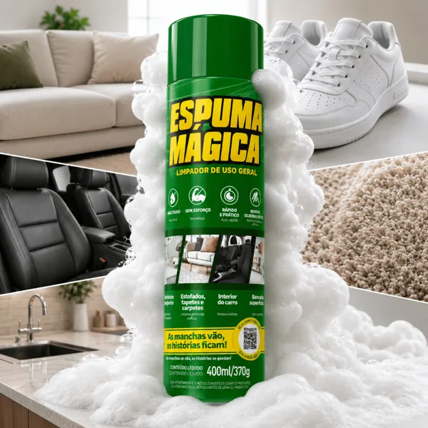 Espuma Mágica 400ml Aerossol Limpador Instantâneo para Casa, Carro, Sofás, Estofados Limpa Manchas Proauto