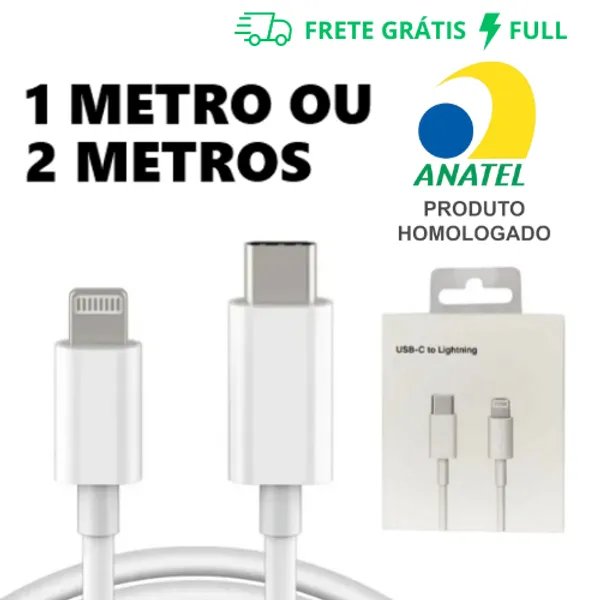 CABO PARA IOS USB-C LIGHTNING DE CARREGAMENTO RÁPIDO DADOS DE 1M OU 2M PARA IOS