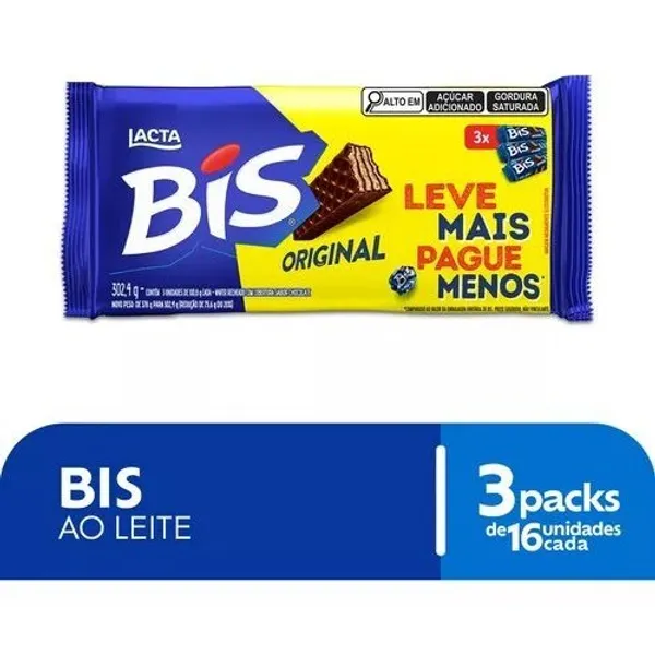 CHOCOLATE BIS AO LEITE 302,4G TRIPACK 100,8G CADA