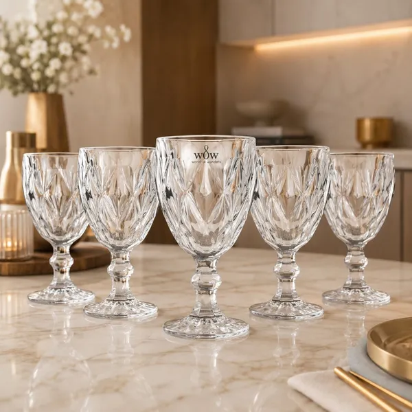 Jogo De Taças De Vidro Diamond  Cristal 325ml 6 Peças